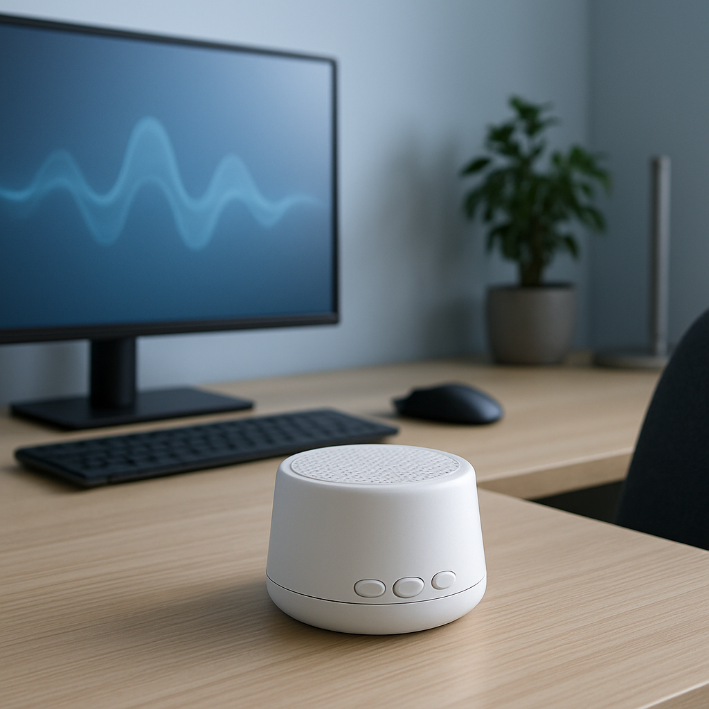 Desk Placement white noise machine office scene